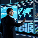 A professional energy analyst, fully clothed in a modest business suit, stands confidently in a state-of-the-art smart grid control center. The background features large, interactive holographic displays showcasing complex energy flow data, real-time renewable energy integration, and smart consumption patterns across a vast network. The environment is sleek, modern, and bathed in a soft, futuristic glow from the screens, emphasizing efficiency and technological advancement. The analyst exhibits perfect anatomy, correct proportions, and a natural, professional pose, with well-formed hands gesturing towards the data. This image conveys a sense of innovation, precision, and the intelligent management of future energy systems. Professional photography, high quality, safe for work, appropriate content, fully clothed, professional.