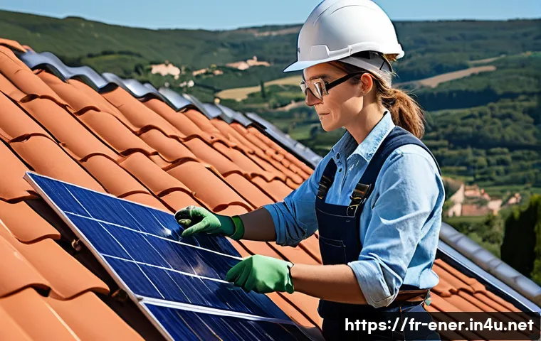 에너지기술자를 위한 자격증 비교 - **Prompt:** A professional RGE certified energy technician, a woman in her late 30s with safety glas...