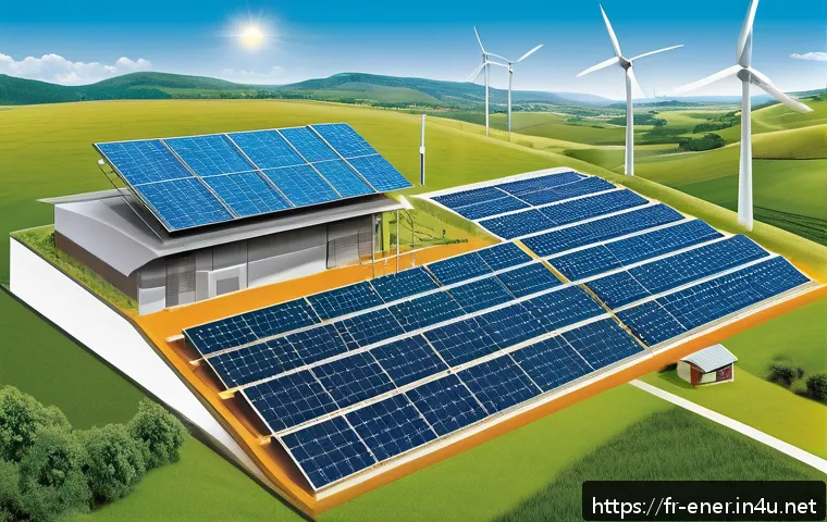 에너지기술 실기 시험 모의 연습 - A detailed educational illustration showing a cross-section of a renewable energy system integrating...